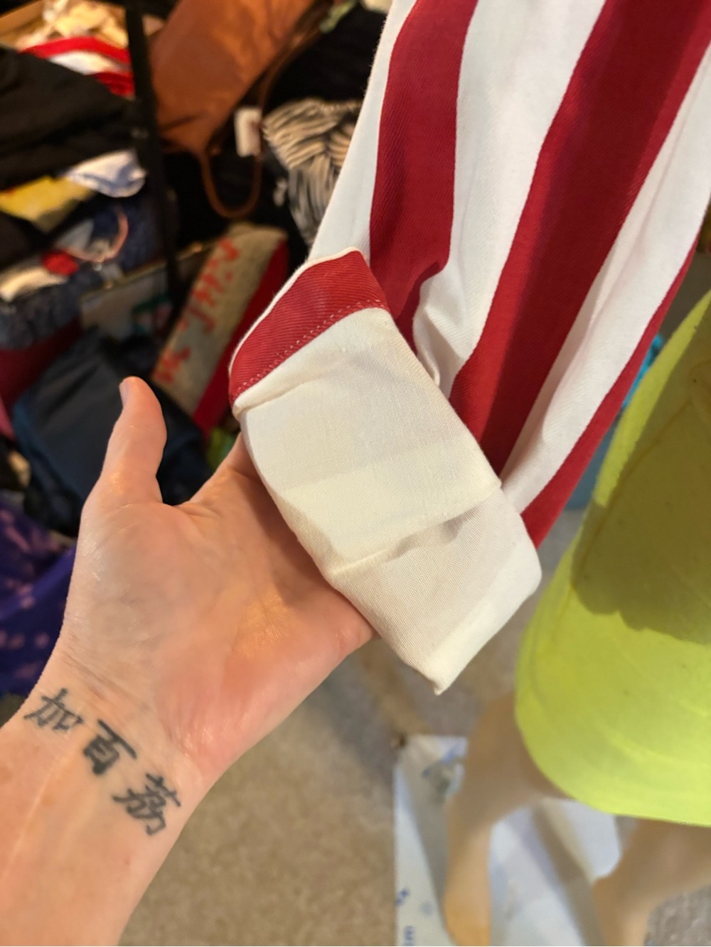 English Factory Crop Red & White Striped Denim Jacket M - Picture 4 of 6